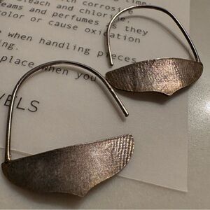 Unique oxidized silver textured 1.25” hoop “acorn” earrings from Spain